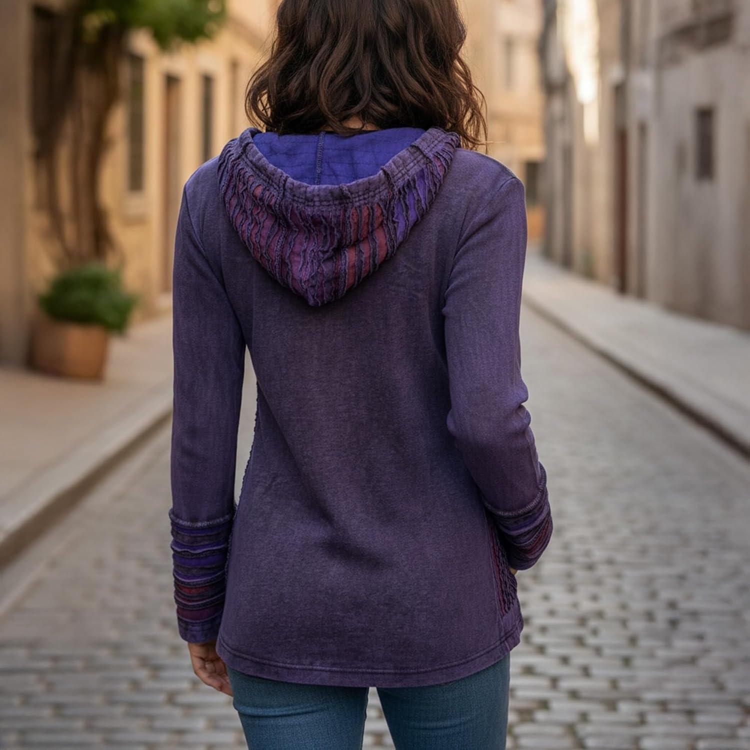 Agan Winter Hoodies for Women - Boho Tie Dye Patch Sweatshirt Womens Jacket image 3