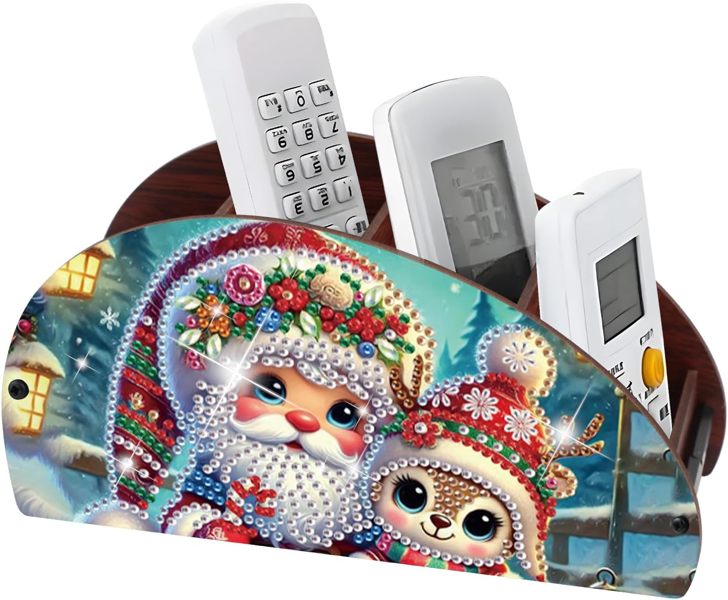JISHSHAY Christmas Diamond Painting Remote Control Holder Santa Claus Diamond Art Remote Holder Xmas Gem Art Organizer Box Gem Painting Organizer Case Embroidery Mosaic Kits for Adults Storage Case