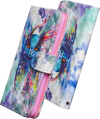 For iPhone 15 Plus Case Flip PU Leather Wallet Booklet Case Folio Stand View Bookstyle Case with Card Holder Stand Silicone Bumper Shockproof Slim PU Phone Cover for iPhone 15 Plus Owl