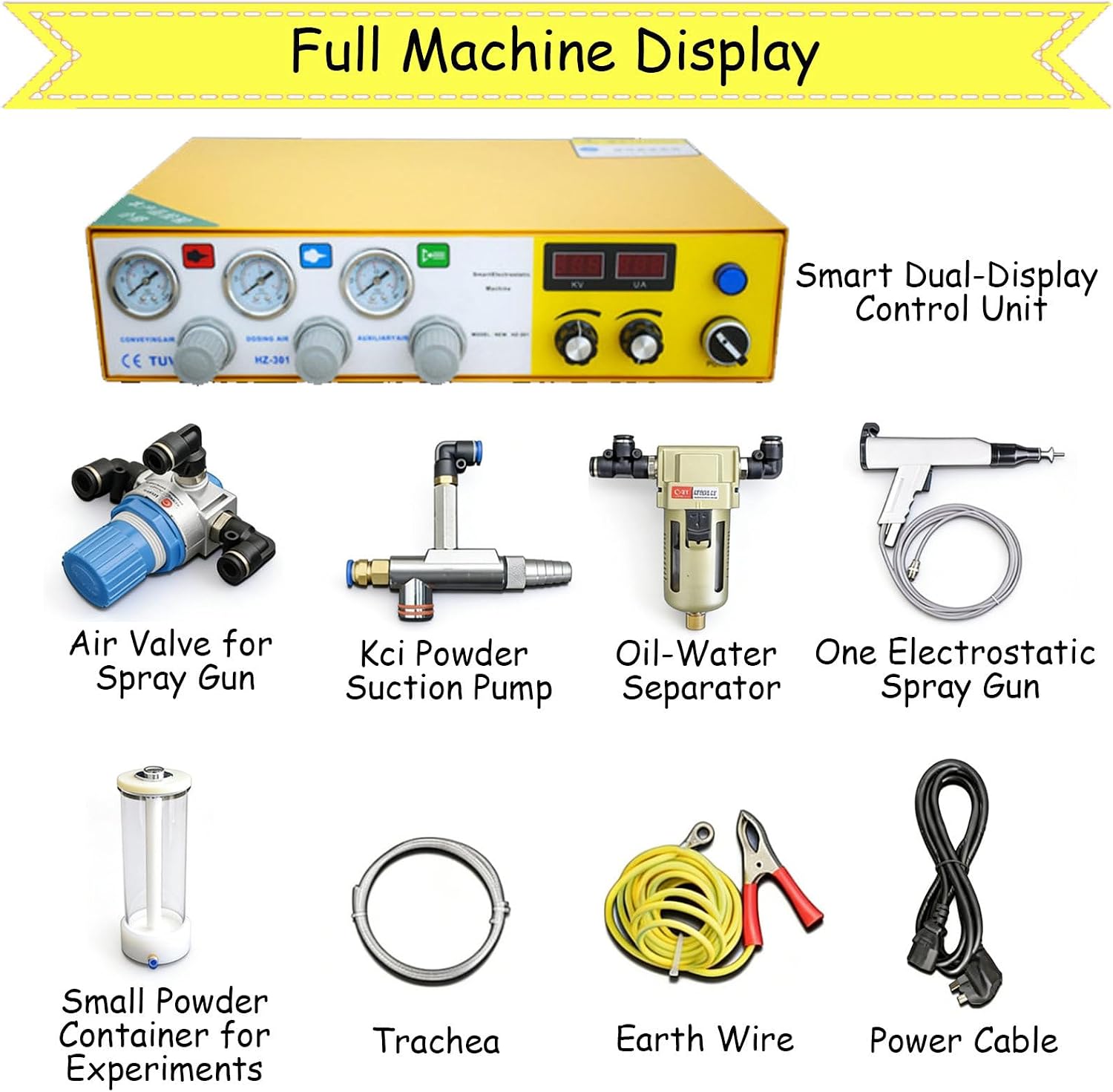 Portable Powder Coating Paint Sprayer, Electrostatic Powder Coating Spray Gun, Adjustable Powder Coating, for Automotive, Marine, Home and Garden Coatings