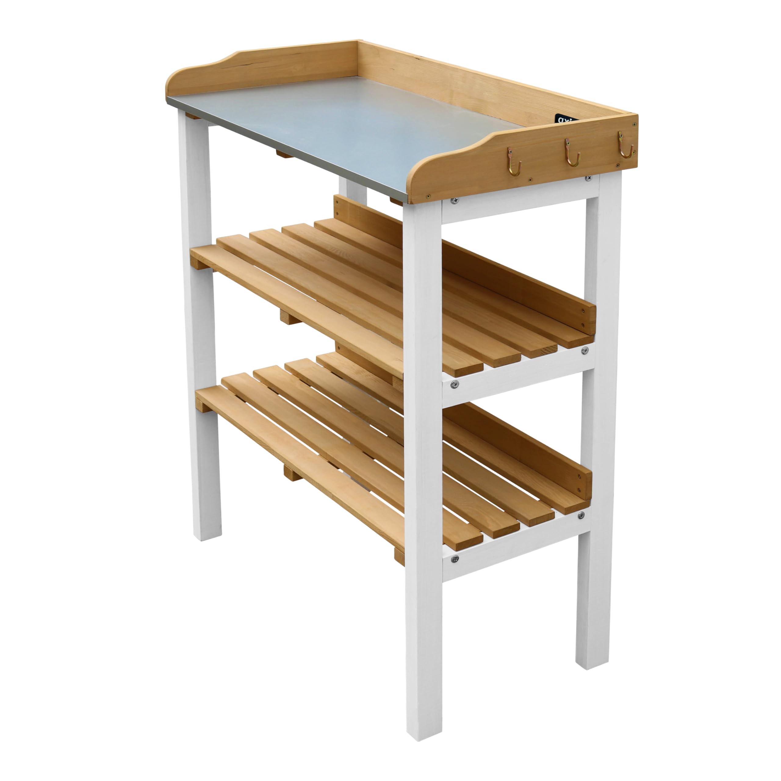 AXI Table de Rempotage avec Étagère de Rangement en Bois Marron & Blanc pour Extérieur