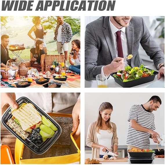10 Pack Meal Prep Containers, Plastic Food Prep Containers with Lids, 1 Compartment Food Storage Trays - Microwave, Freezers & Dishwashers Safe - Stackable Storage Lunch Boxes (800 ml/28 oz)