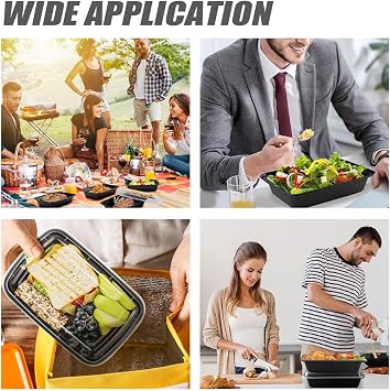 10 Pack Meal Prep Containers, Plastic Food Prep Containers with Lids, 1 Compartment Food Storage Trays - Microwave, Freezers & Dishwashers Safe - Stackable Storage Lunch Boxes (800 ml/28 oz)