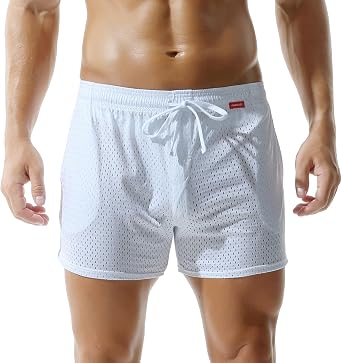 Mens Mesh Shorts 3 Inch Inseam Workout Running Athletic Drawstring Shorts with Pockets