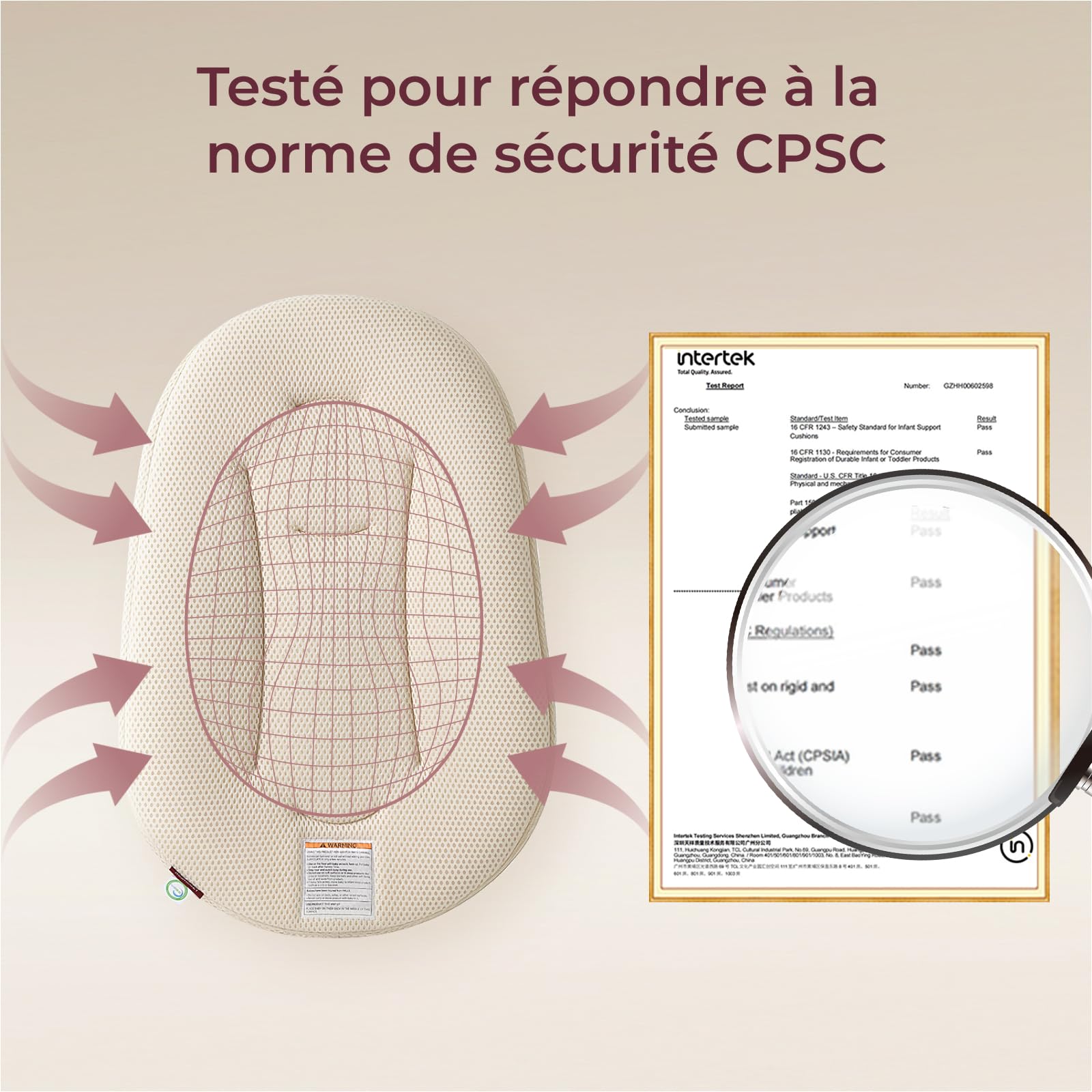 Momcozy Réducteur de Lit Bébé pour Nouveau-né - Réducteur lit bébé respirant avec housse amovible, Nid Bébé Portable pour Moments de Complicité, 72 x 48 cm, Certifié OEKO-TEX