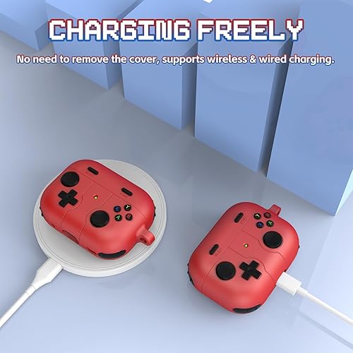 Miniatura 4 de Lopnord Funda para Airpods 3, diseño de consola de videojuegos para Airpods de tercera generación con accesorios para llavero, funda de silicona