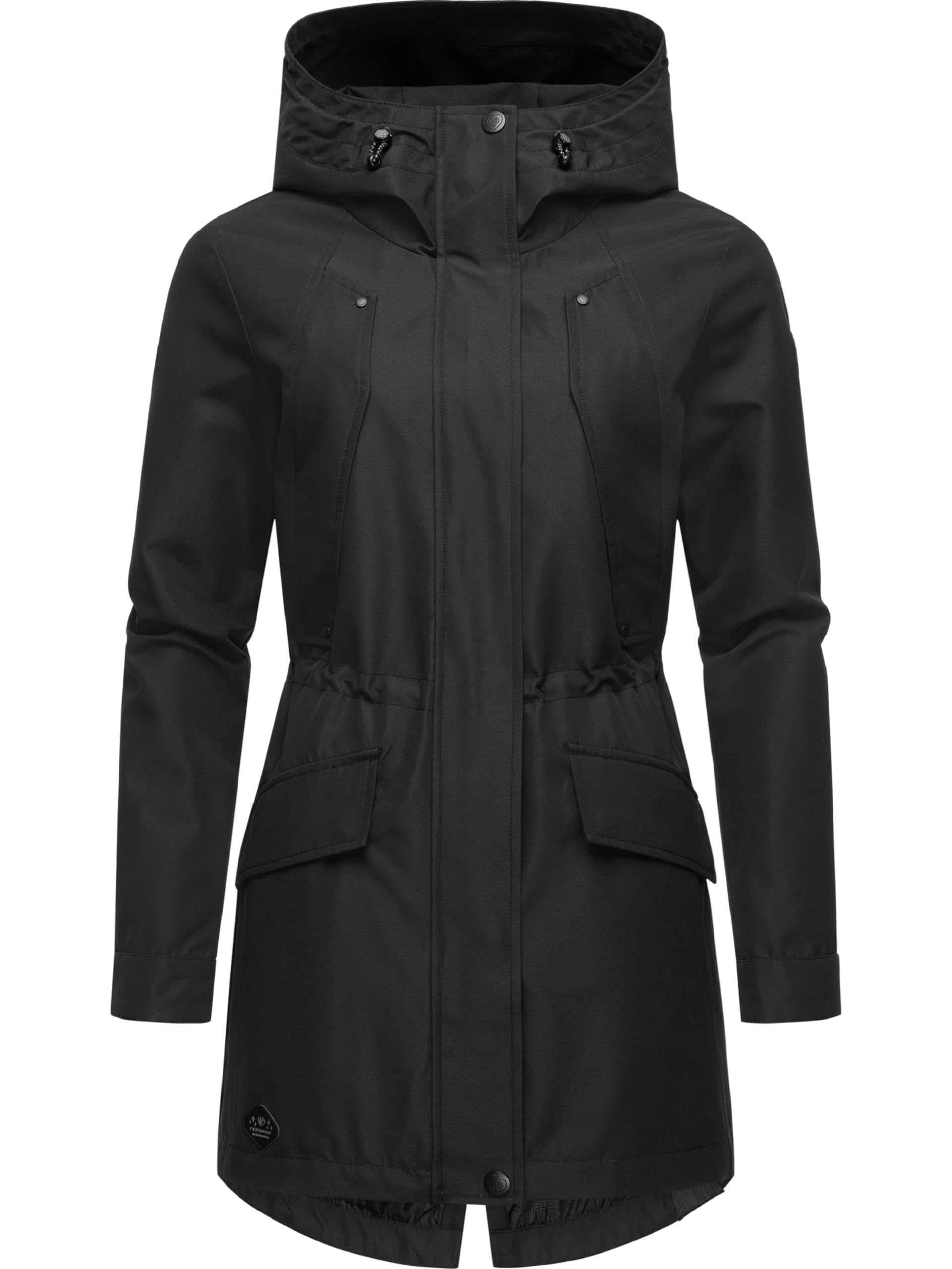 Ragwear Lekka damska parka przejściowa, długi płaszcz przeciwdeszczowy, wodoszczelny (słup wody 11 000 mm), oddychający, z dużym kapturem, Begonia XS-6XL