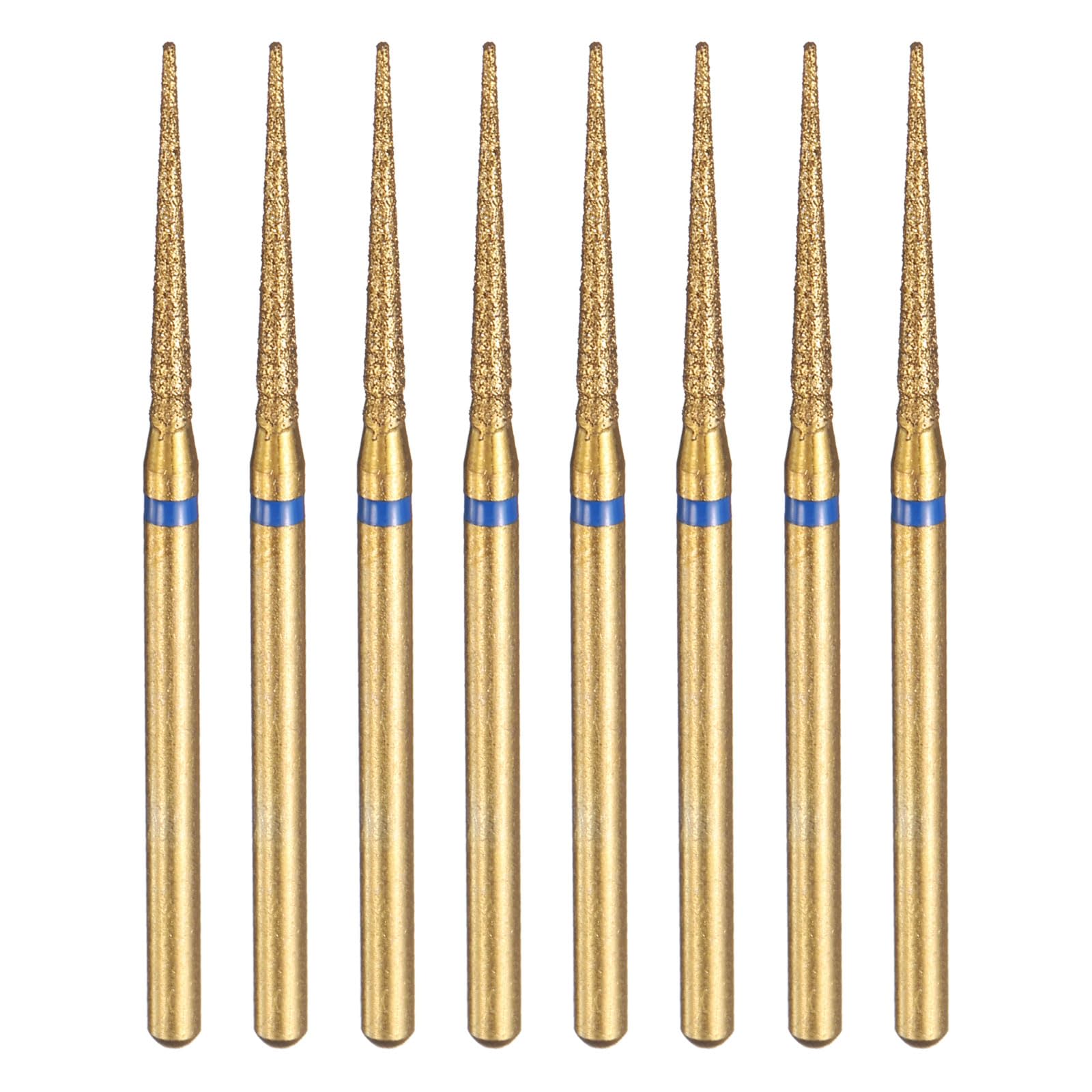 HARFINGTON 8pcs 120-140 Grits Diamond Grinding Bit 2.2mm Tapered Head 2.35mm Shank 10mm Length Titanium Plated Stone Sanding Drill Bits Rotary Tool for Nails Grinding Polishing