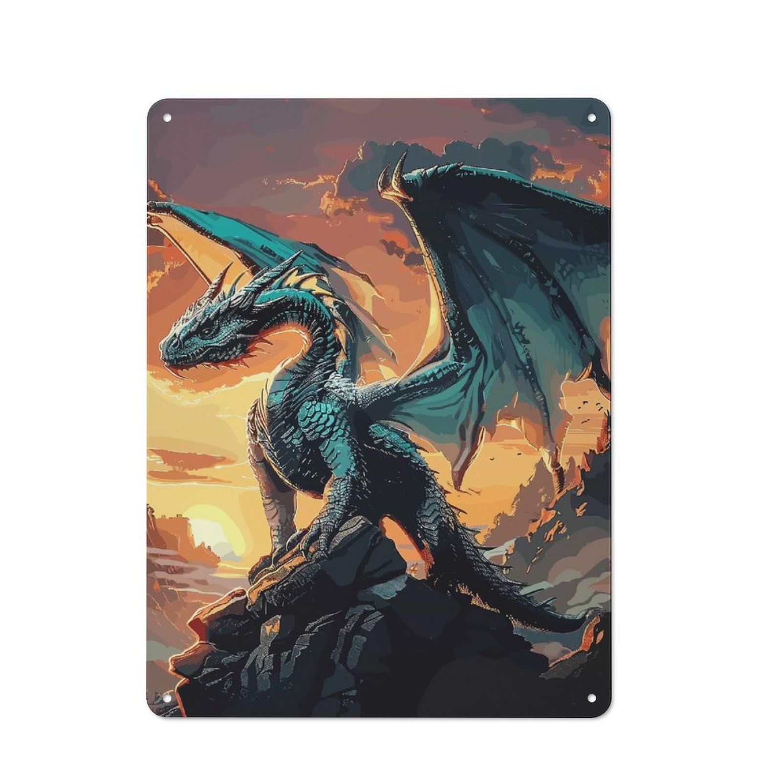 Junmoney Retro Fantasy Dragon Beast Vintage Tin Sign 40X30cm For Home Office Or Studio, For Vintage Wall Decor Fans, For Cafés, Pubs And Restaurants