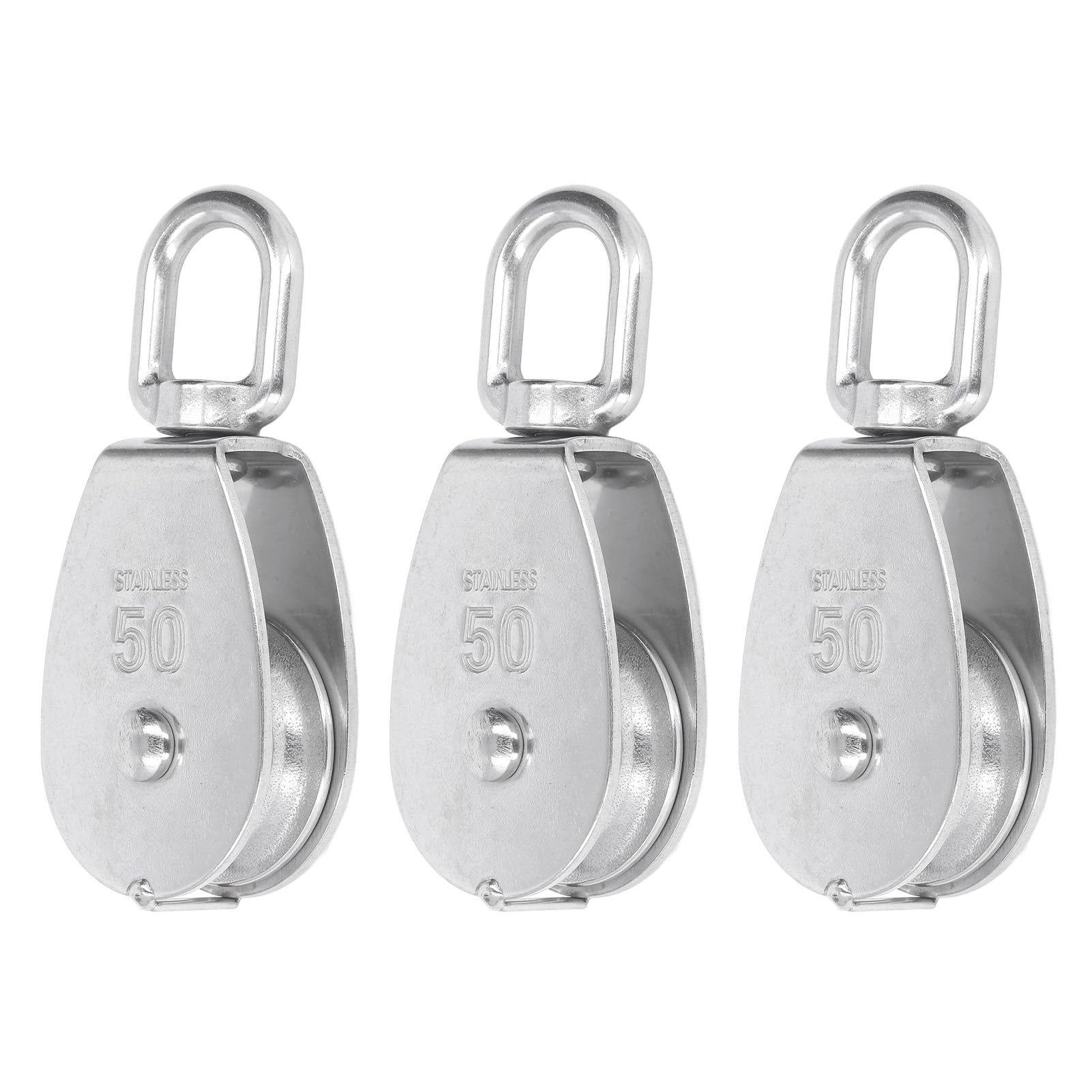 CDQL 3-teiliges Einzelrollenblock-Set, 400 kg Lager, Edelstahl, Riemenscheiben-Rolle zum Heben von Booten, Decks, Abschleppen