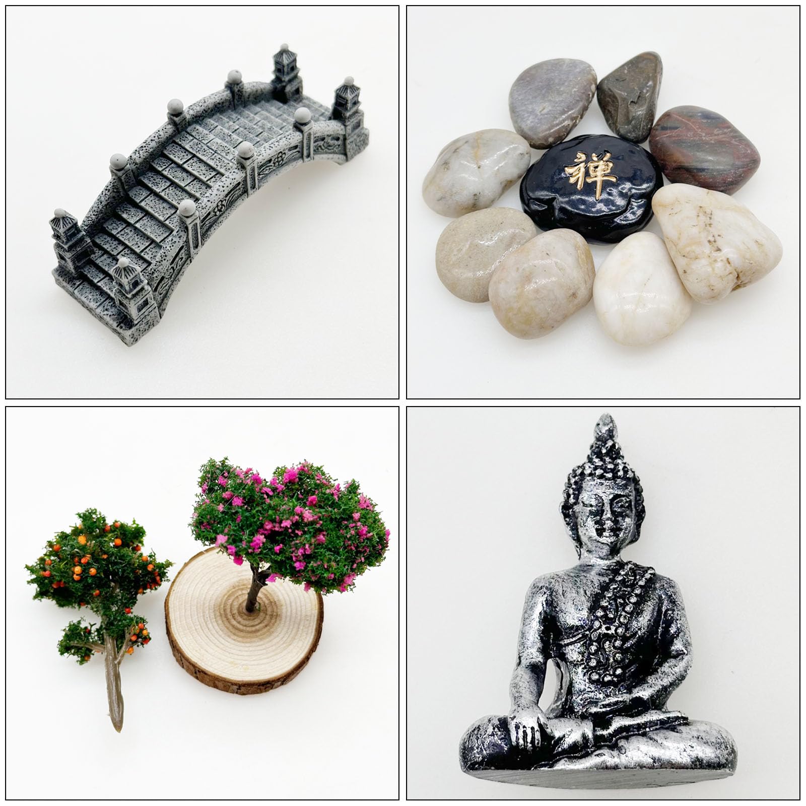 Woohome 20 szt. Mini Zen Sand Garden Kit, Mini Garden Kit z tacą, Zen Style Garden Ornament for Home Office Home Decoration