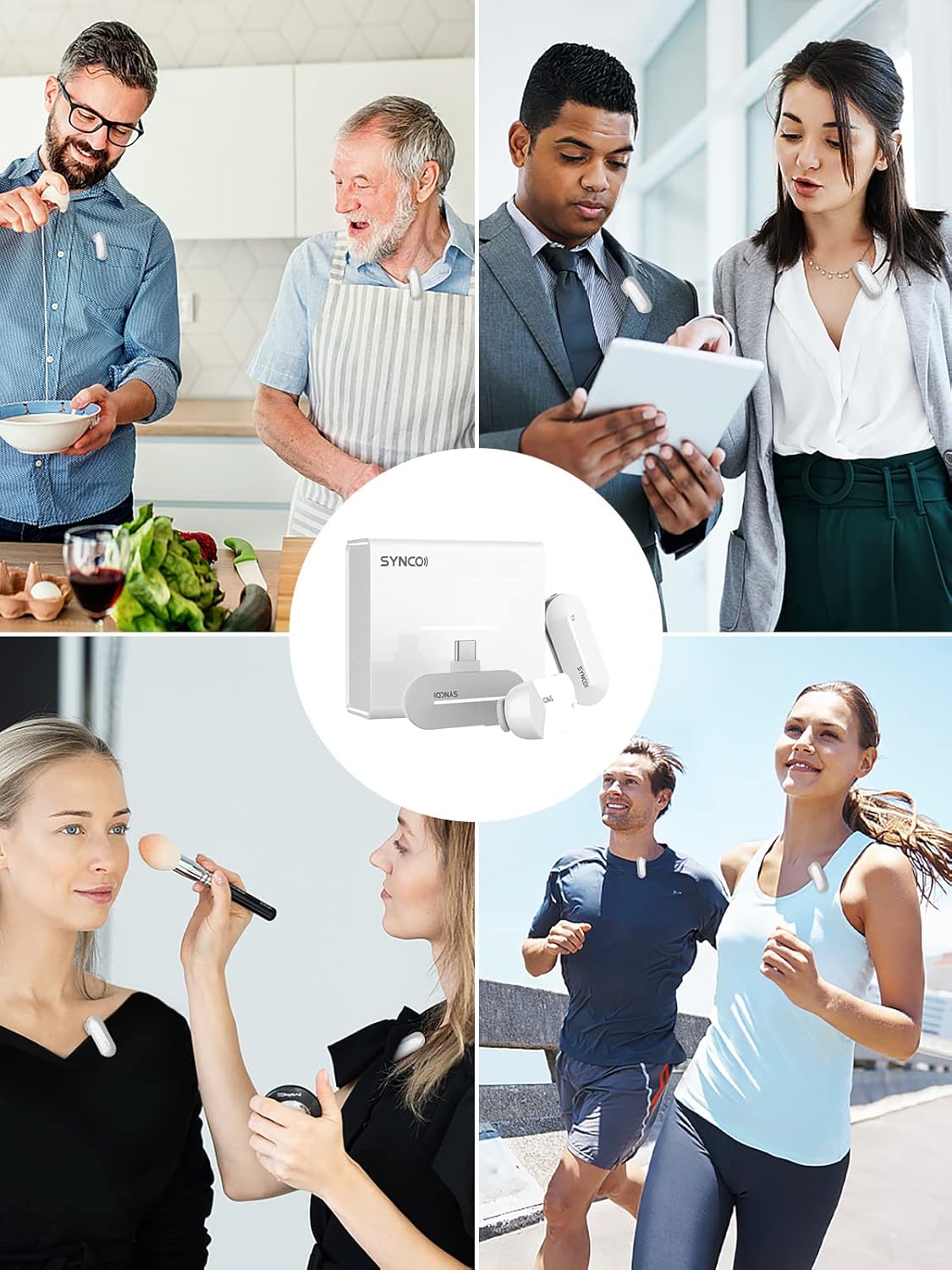 SYNCO Wireless Microphone, P2T 2.4GHz Dual Mic with Charging Case 2TX 1RX for Type C USB C Smartphone Plug Play YouTube TIK Tok Live Streaming Vlog, Wireless-Lavalier-Microphone-Lapel-Smartphone