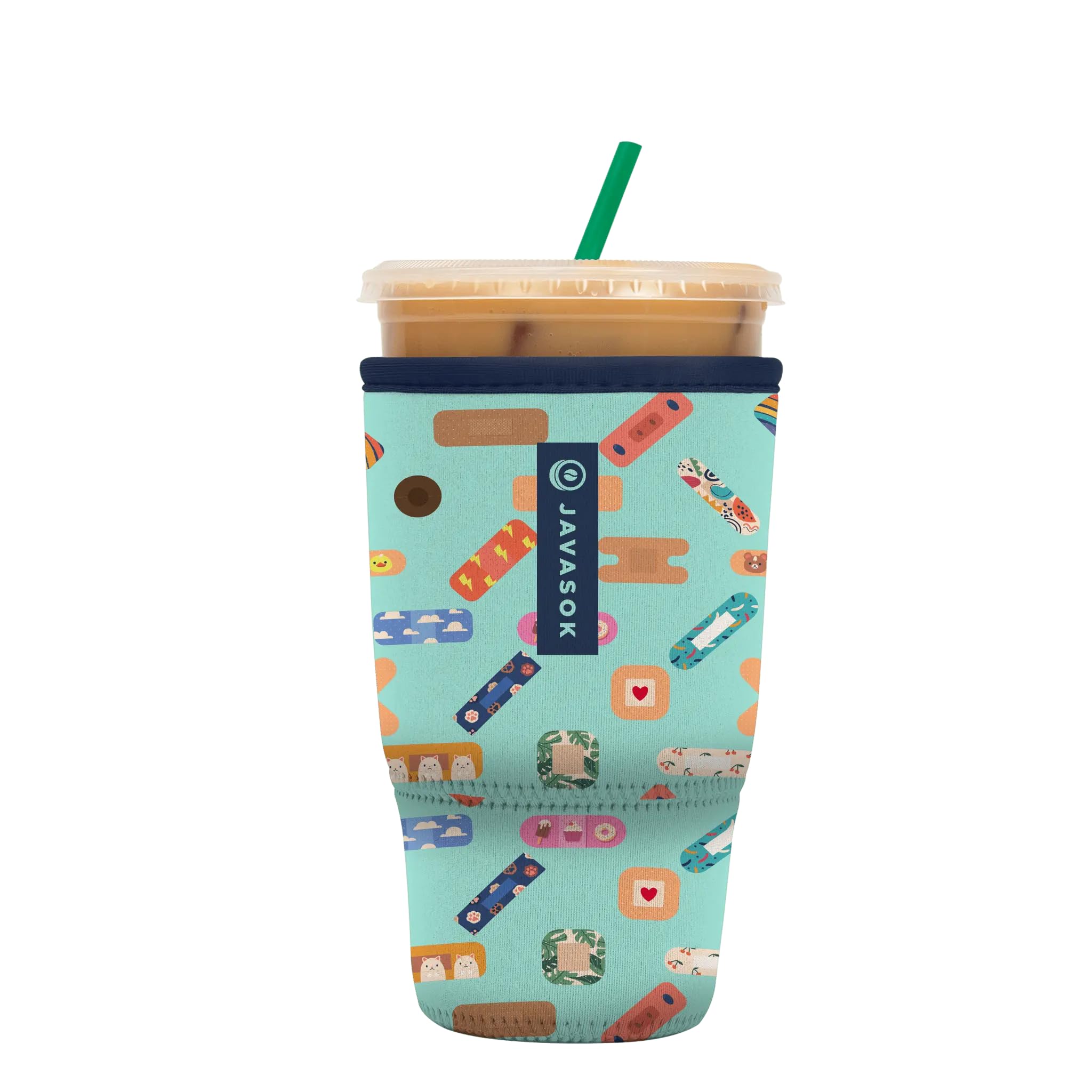 Sok It JavaSok Iced Coffee &amp; Cold Soda Insulated Neoprene Cup Sleeve (Happy Healers, Large: 30-32oz)