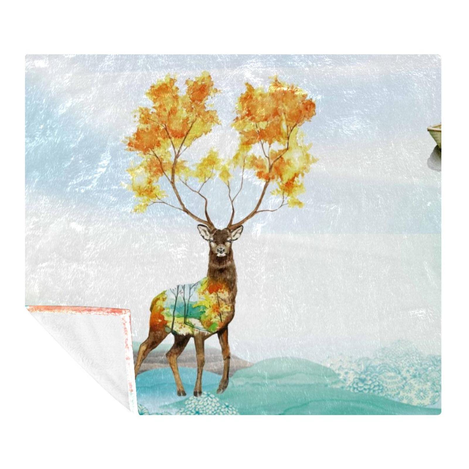 Couverture polaire plaid Elk Tree Lake pour lit et canapé