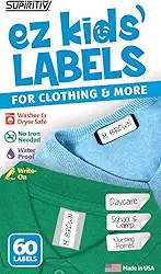 Ez Kids - Etiquetas autocolantes para roupa, não necessita de passar a ferro, ideal para crianças e adultos, lavável e adequado para secadora, escola, acampamento, casa, brinquedos, organização, uso