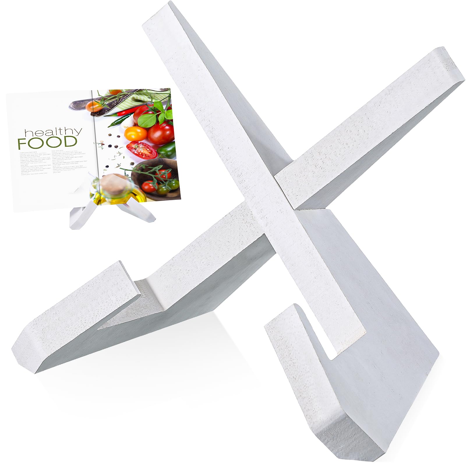 Sunnychicc Cookbook Stand for Kitchen, Recipe Book Holder for Kitchen Counter, Wooden Cookbook Holder, Rustic Cook Book Holder Stand (Natural Rustic