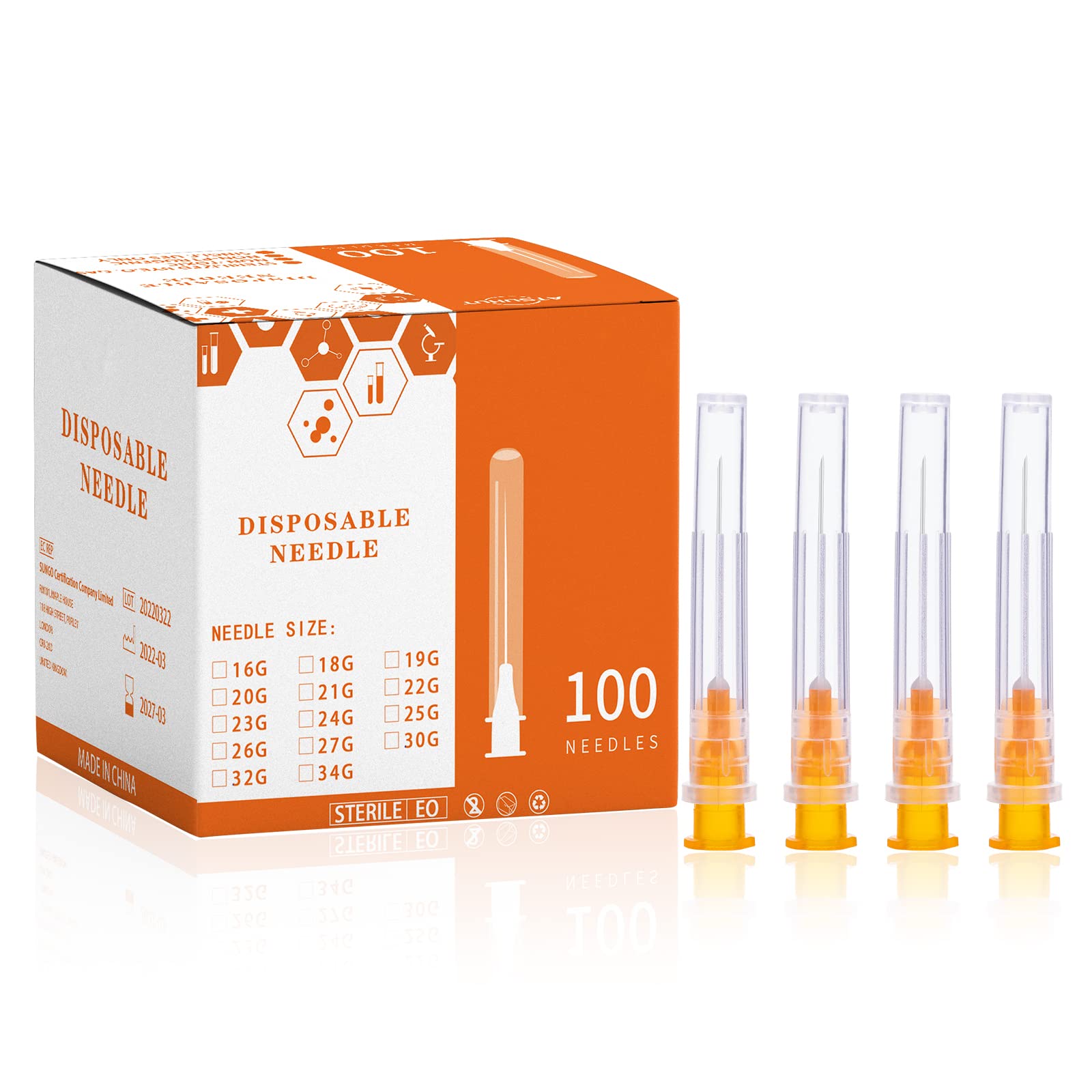 25Ga 1inch/25mm Disposable sterile Needles,Pack of 100