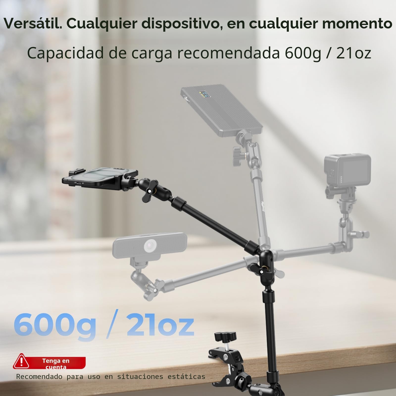 SMALLRIG Brazo Mágico de 22" con Abrazadera, Soporte para Teléfono Adjustable, Soporte Flexible para Cámara de Escritorio y Abrazadera, para Luz, Cámara Web, Micrófono, Cámara de Acción - 4766
