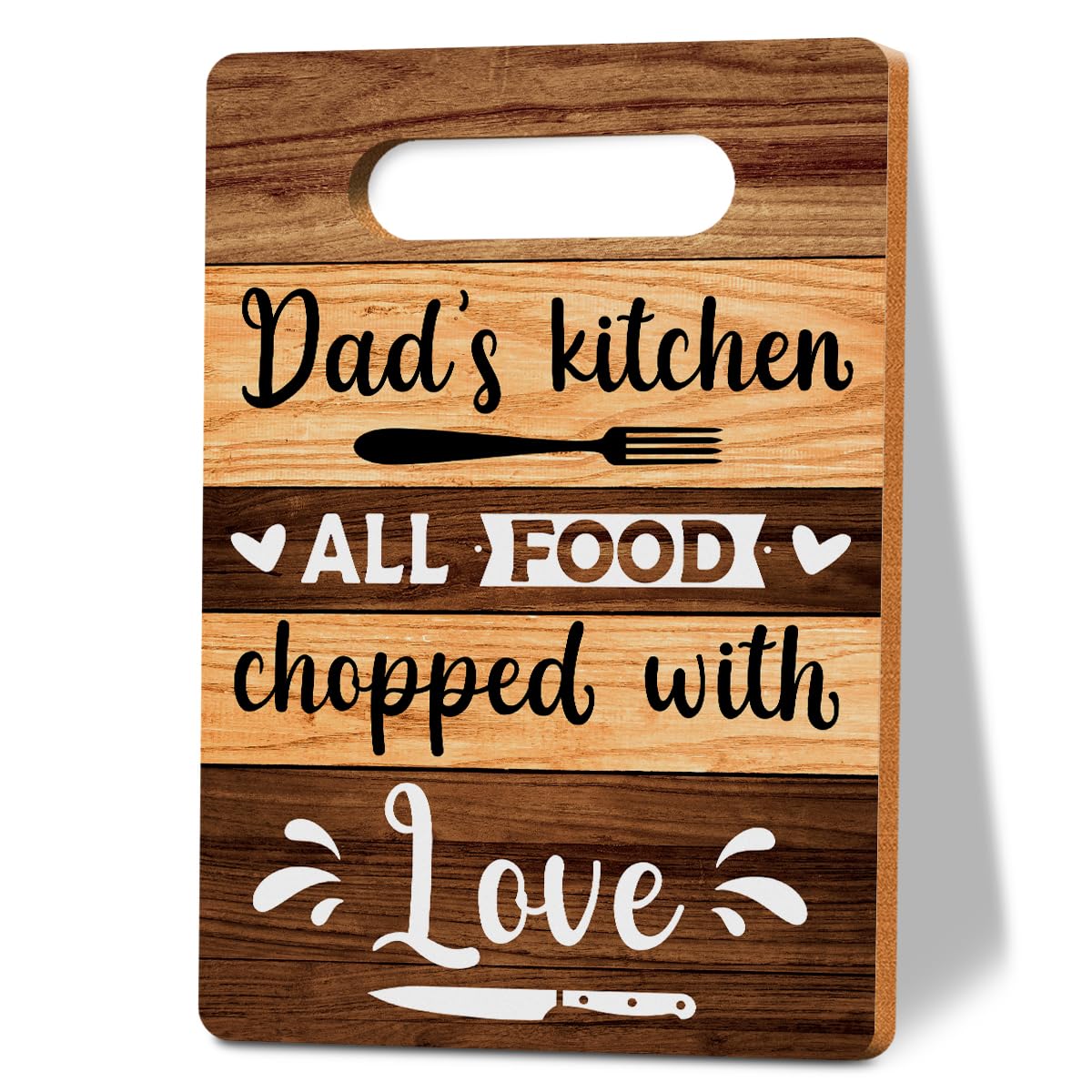 Dad Gifts, Dad Cutting Board for Kitchen, Kitchen Wall Art Cutting Board Gift, Dad's Kitchen All Food Chopped with Love Chopping Board, Fathers Day Birthday Gifts for Dad 8 x 12 Inch
