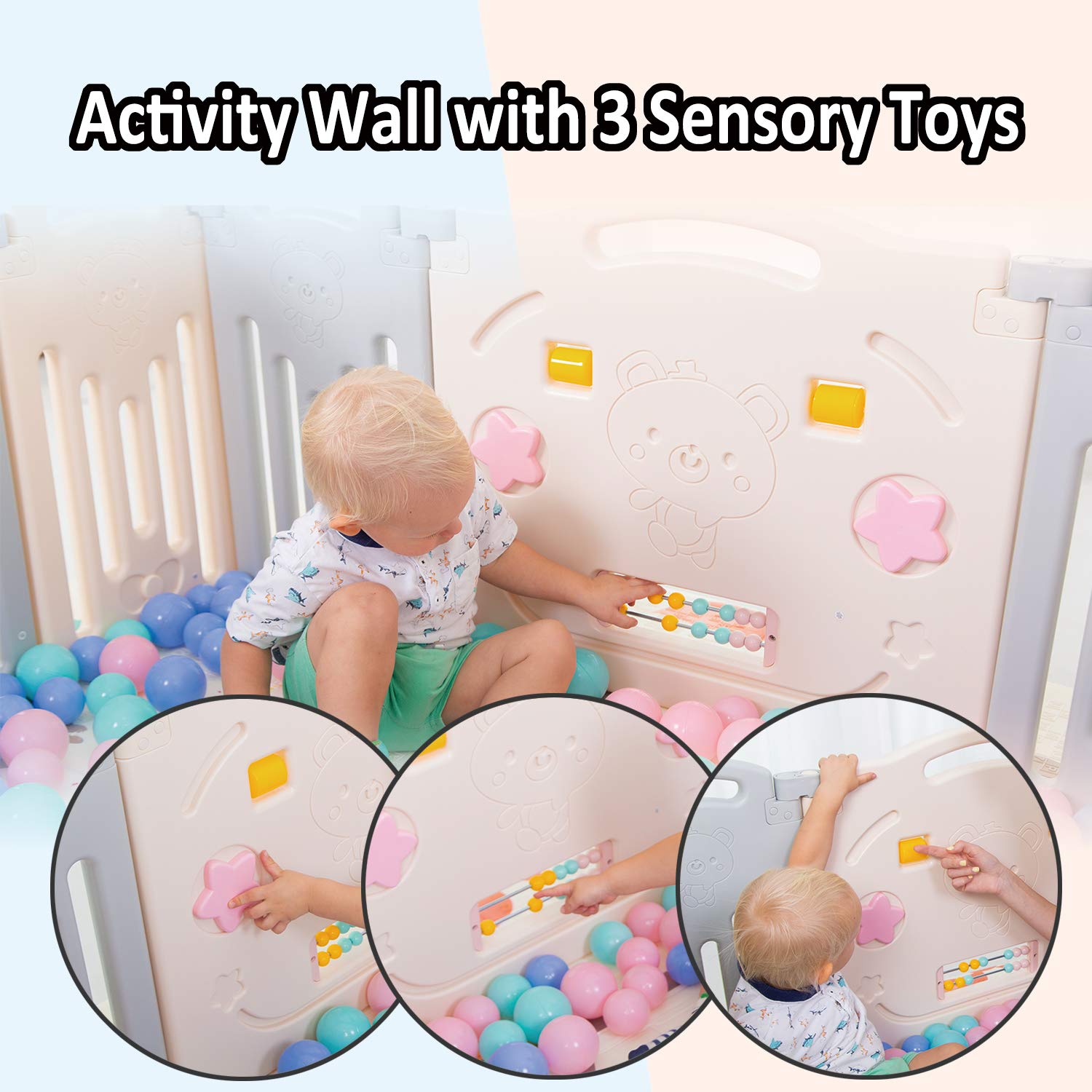 Buy Uanlauo Foldable Baby Playpen Safety Play Yard for Toddler, Kids