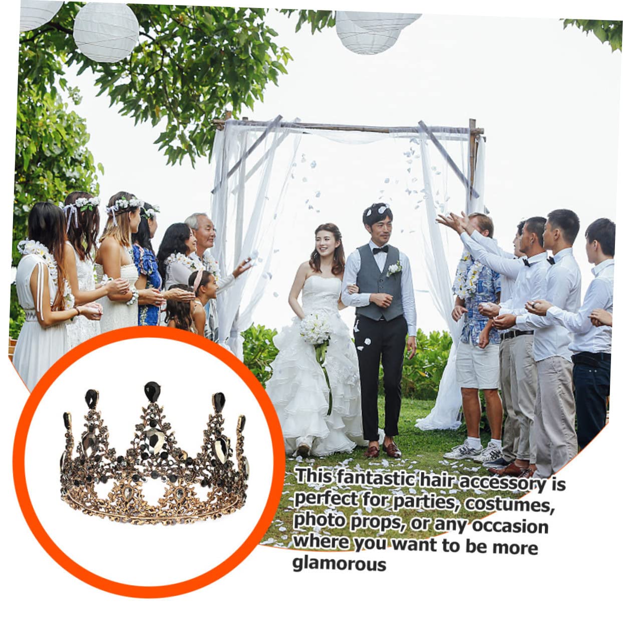 Retro Strass Tiara Kopfschmuck aus Legierung in Gold für Frauen | Brautkrone für Verlobung und Fototermin, Leicht Aufzusetzen und Abzunehmen, Fein Dekoriert