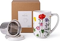 Vista 8 de AmorArc Porcelain Tea Mug with Infuser and Lids, 18 Oz Coffee Cup Strainer with Bag Holder for Loose Leaf Tea, Tea Steeping Coffee Mug for Wild
