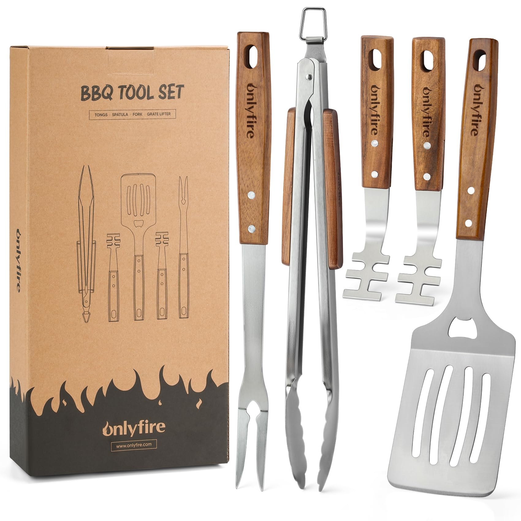 Amazon.com : onlyfire 5PCS BBQ Tools, Heavy Duty Grill Kit with