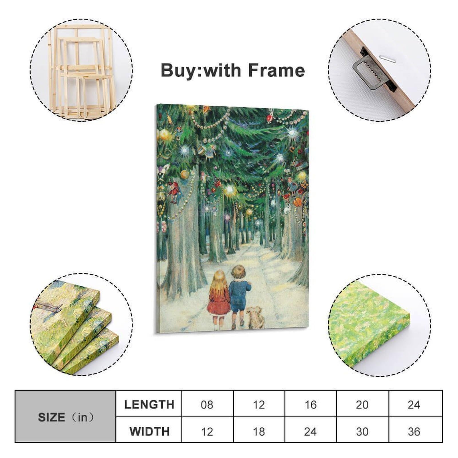 CWLLOG Stampe artistiche da parete su tela, poster natalizio giocoso avventura nella foresta che mostra festival innocenti, decorazione moderna per soggiorno e camera da letto, 40 x 60 cm