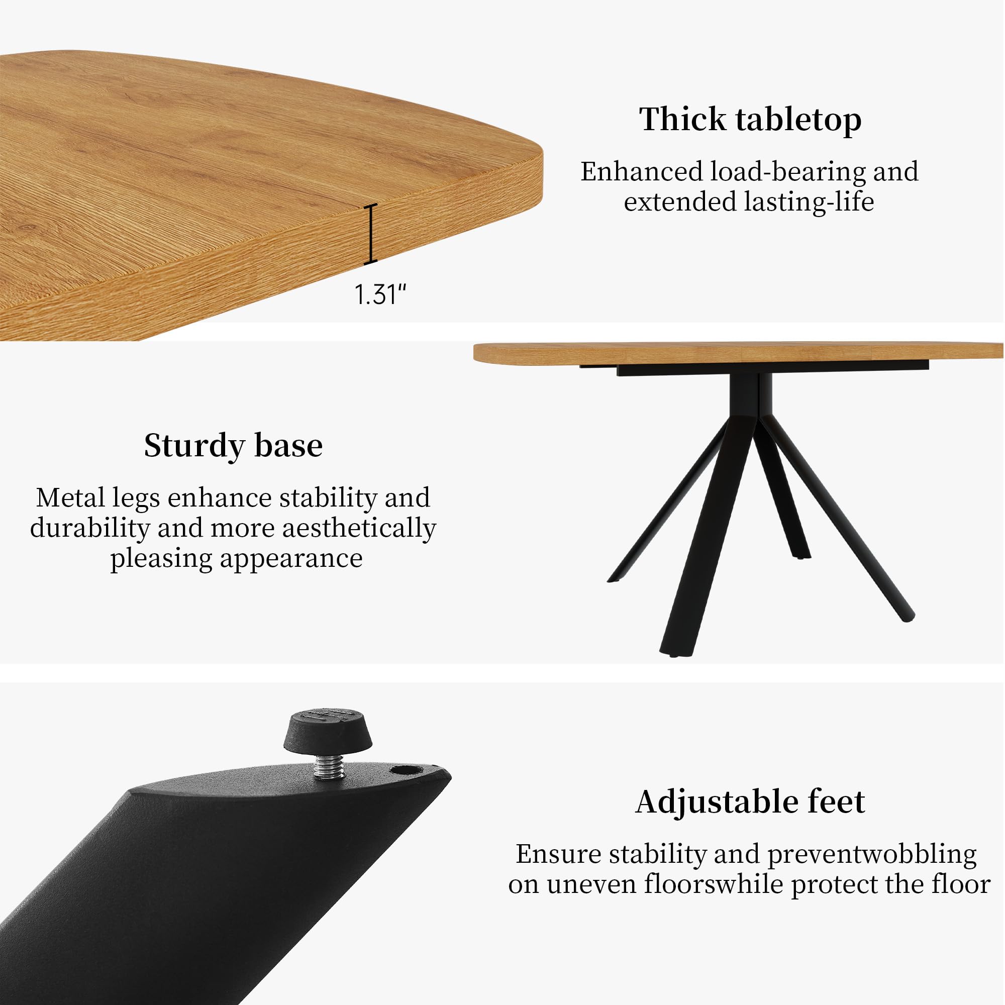 JIEXI Esstisch ausziehbar, moderner Ausziehtisch 120-160 cm für 4-6 Personen, Küchentisch in Eiche-Optik mit schwarzem Metallgestell, Esszimmertisch für Küche Esszimmer Wohnküche