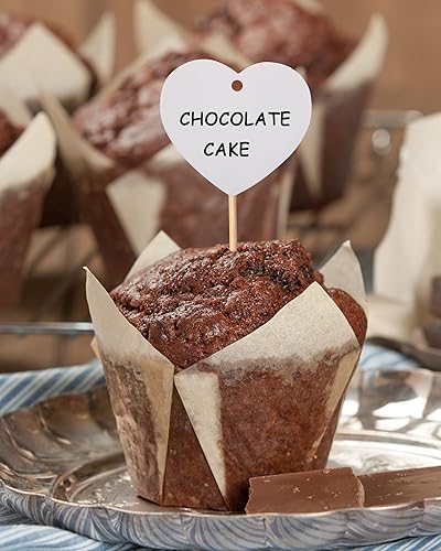 Miniatura 4 de BLUE TOP Juego de 100 forros para cupcakes de tulipanes 2 en 1 y 50 piezas de decoración de pastel de corazón, tazas de magdalenas, tazas para