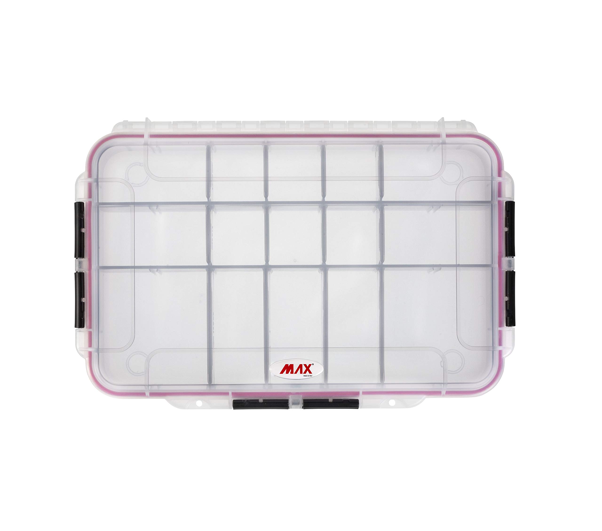 Valigetta Pesca MAX003T Trasparente della Linea Max Grip per Proteggere e Organizzare l'Attrezzatura da Pesca, Dimensioni Esterne 350 x 230 x H59 mm