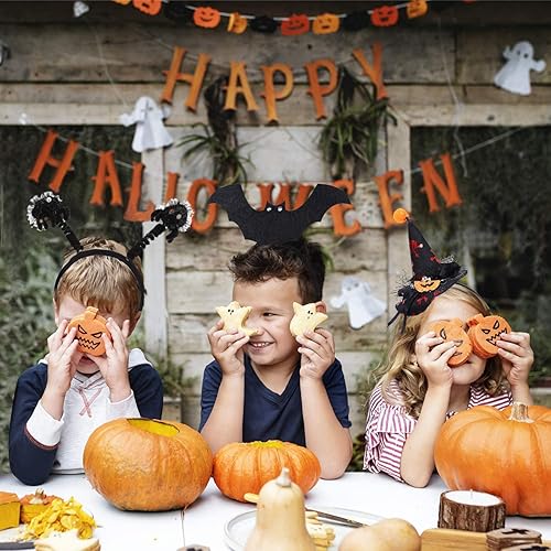 Miniatura 6 de TreereSea Diadema de Halloween, disfraz de brujas, paquete de 6 diademas de telaraña, bandas para el pelo de murciélago, aro de cabeza de resorte de