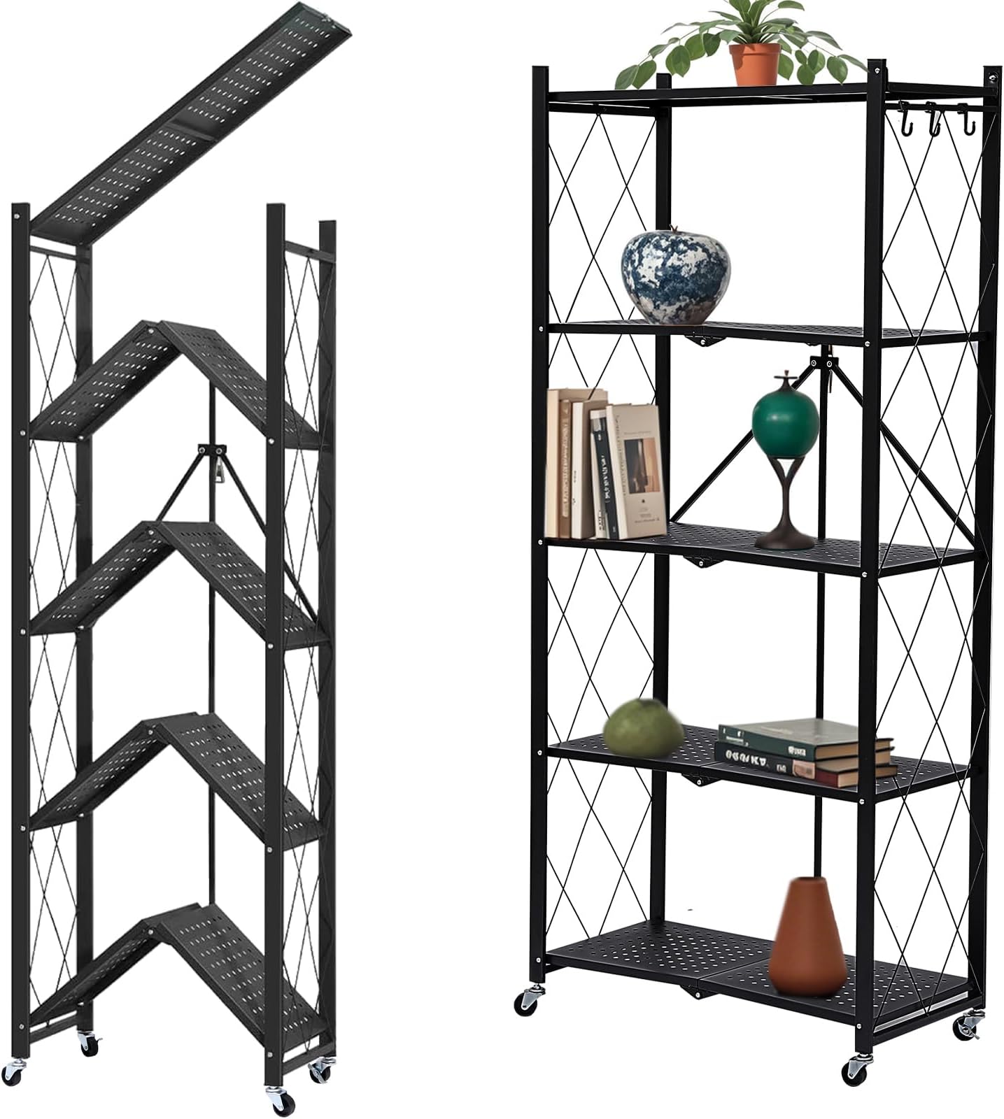 Amazon.com: EVGTTI Folding Shelves 5 Tier Collapsible Shelf 550LBS ...