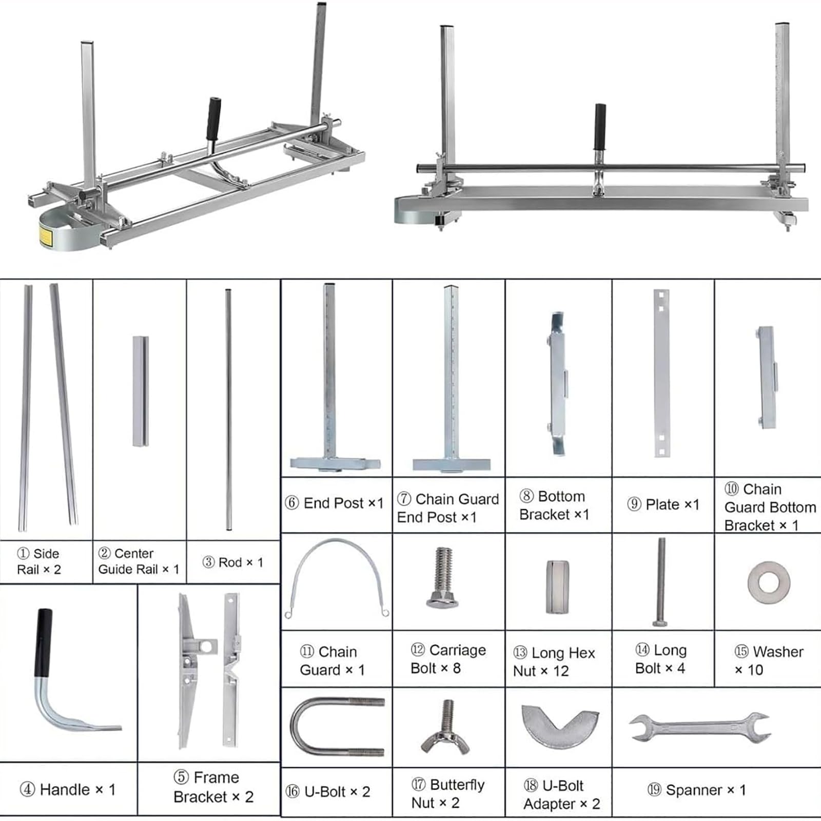 Tartak łańcuchowy do obróbki drewna, 50-80 cm, ergonomiczny uchwyt, regulowana grubość od 1/2 do 12 cali, idealny dla budowniczych i stolarzy