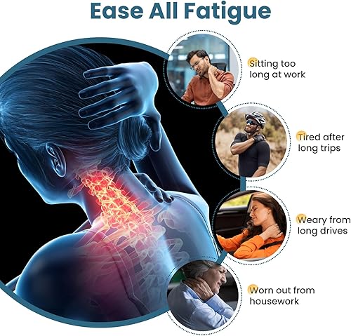 Miniatura 3 de Medicane Almohada de viaje para el cuello con masaje, almohadas cervicales Shiatsu masajeador con calor y vibración, espuma viscoelástica ergonómica