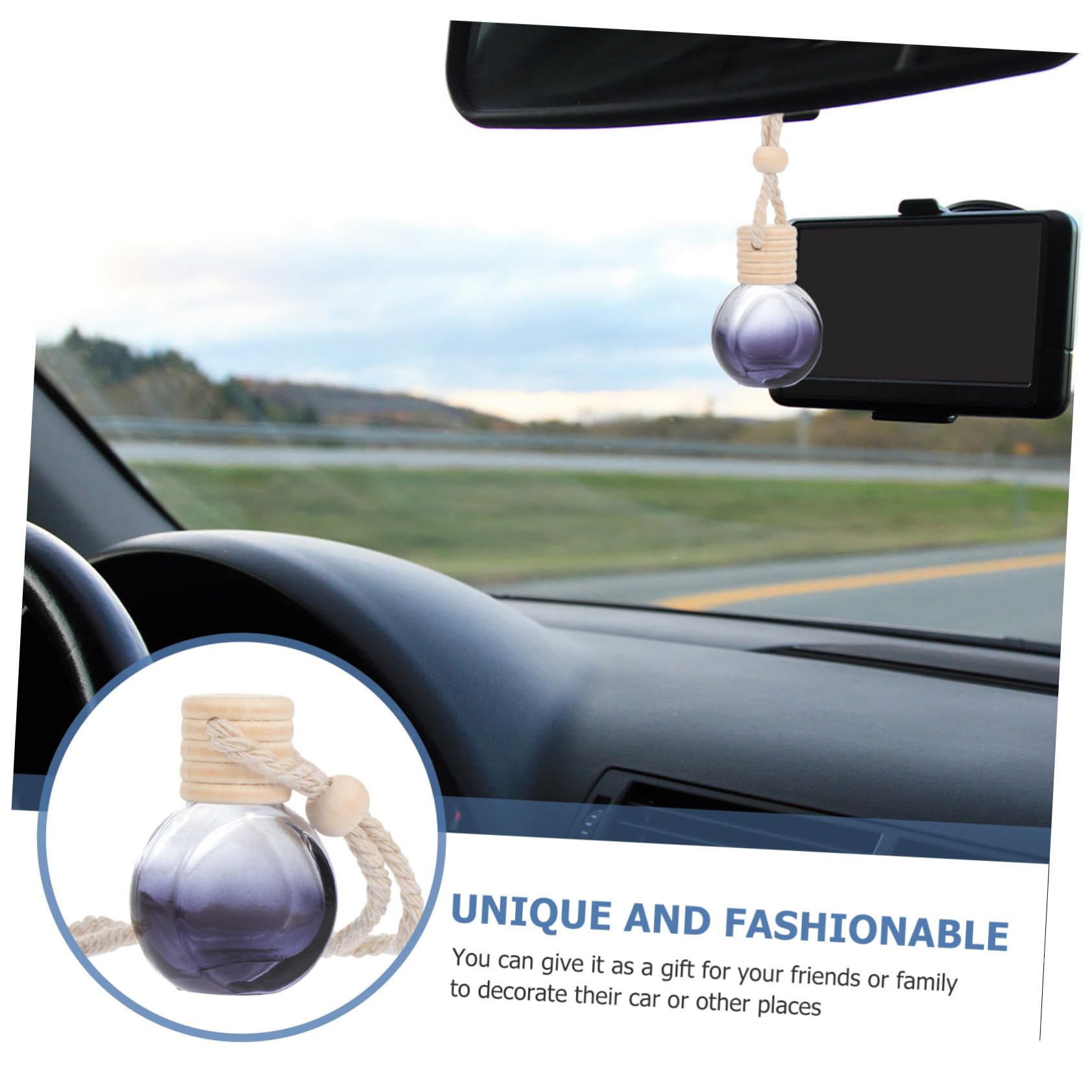 Alipis Colgantes para Botellas de Perfume de Coche Negro de Vidrio 8ml, Set de 20 Piezas Cuerda de Algodón y Cuentas de Madera para Decoración Interior