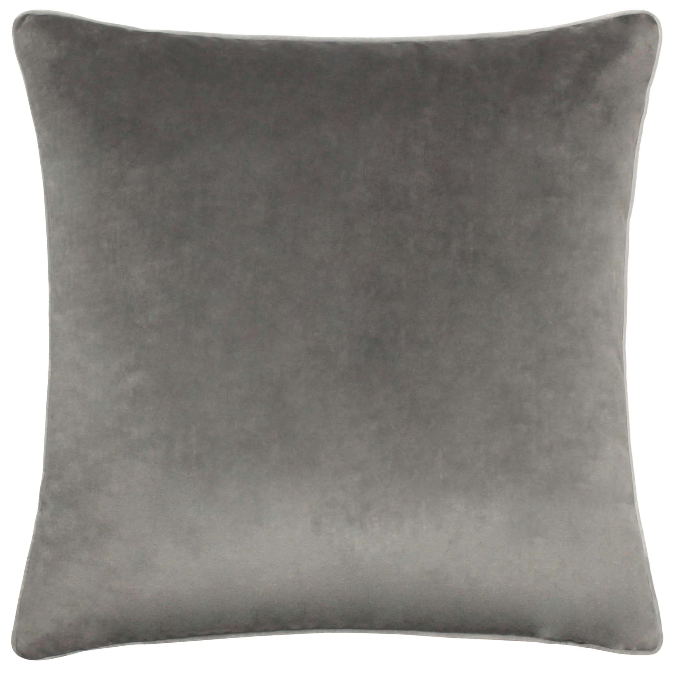 furn. Meridian Feather Filled Cushion – Luxury Contrast Piped Velvet Decorative Pillow (Charcoal/Dove - 45x45cm)