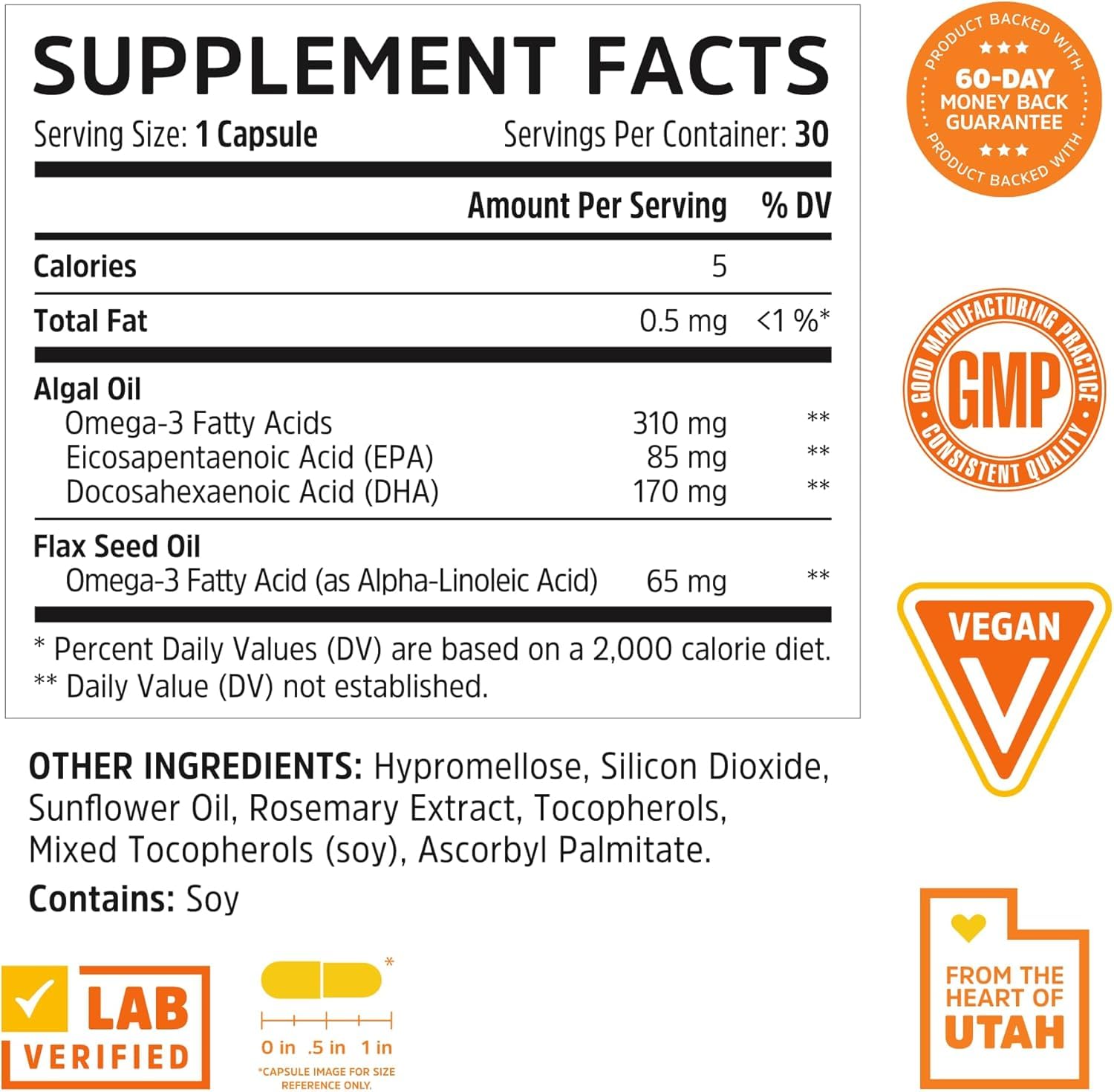 Zhou Plant-Based Omegas - Vegan Omega 3 Supplement - 30 Vegetarian Capsules — Amazon image 3
