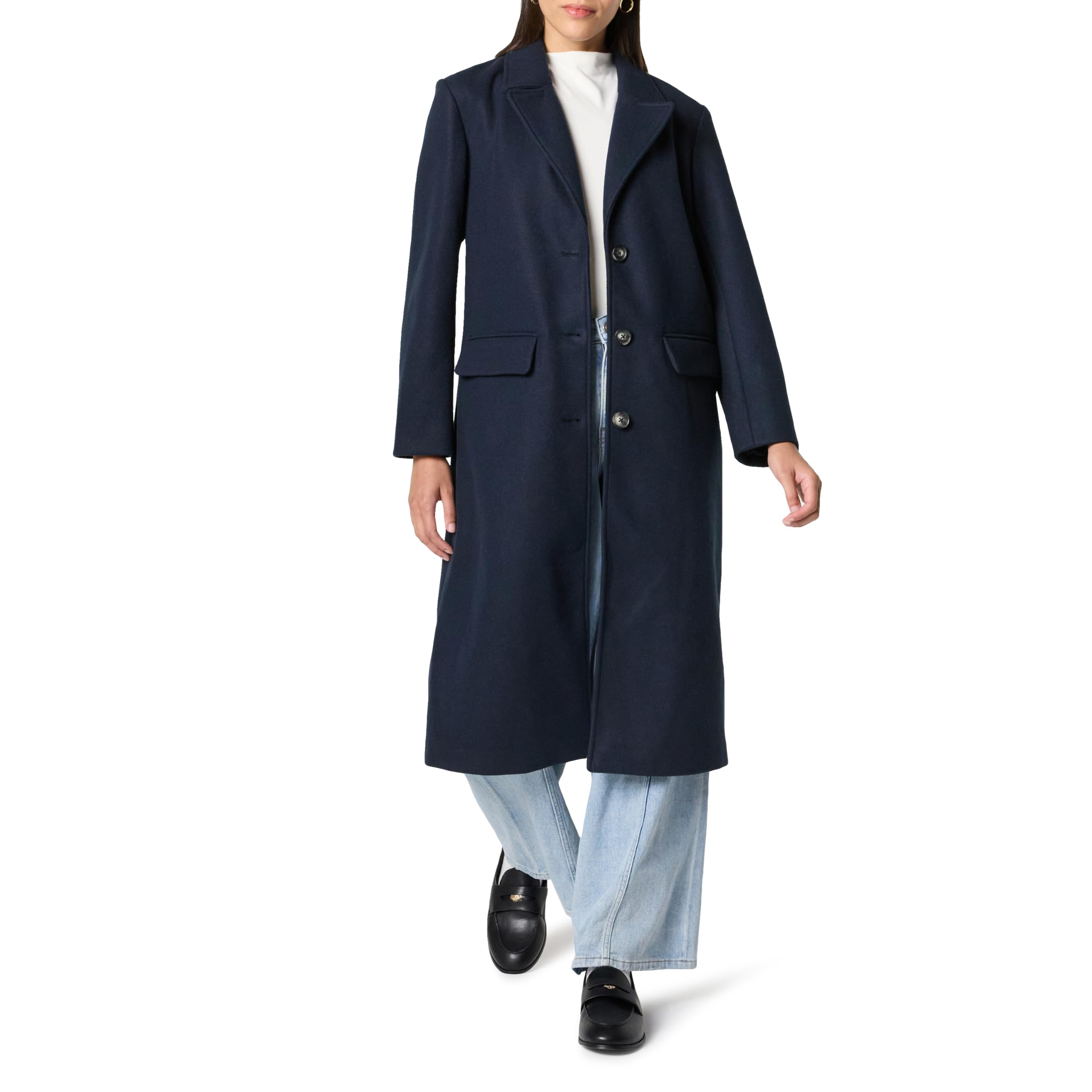 The Drop Women's Liam Loose Overcoat, Navy, S
