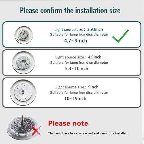 Miniatura 2 de Yun Cai Kit de luz de ventilador de techo de 3.9 pulgadas, 18 W, AC120V, luz cálida 3000 K, 1800 lm, kit de readaptación de luz de techo, bombilla