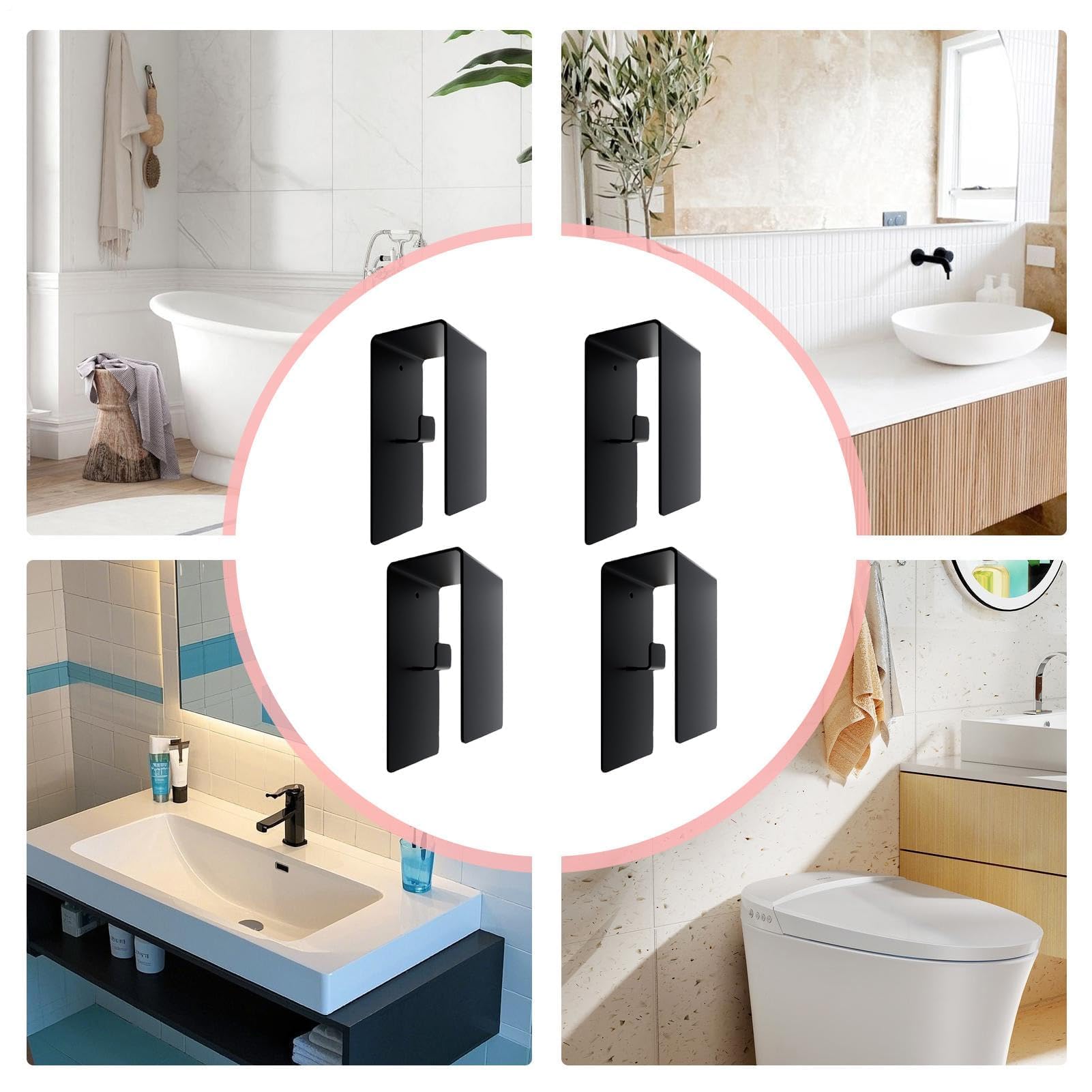 Ganchos de baño de Acero Inoxidable sin Necesidad de taladrar - Toallero de Pared para Batas, esponjas, gasas, Abrigos y Llaves. Ideal para Apartamentos, residencias estudiantiles,