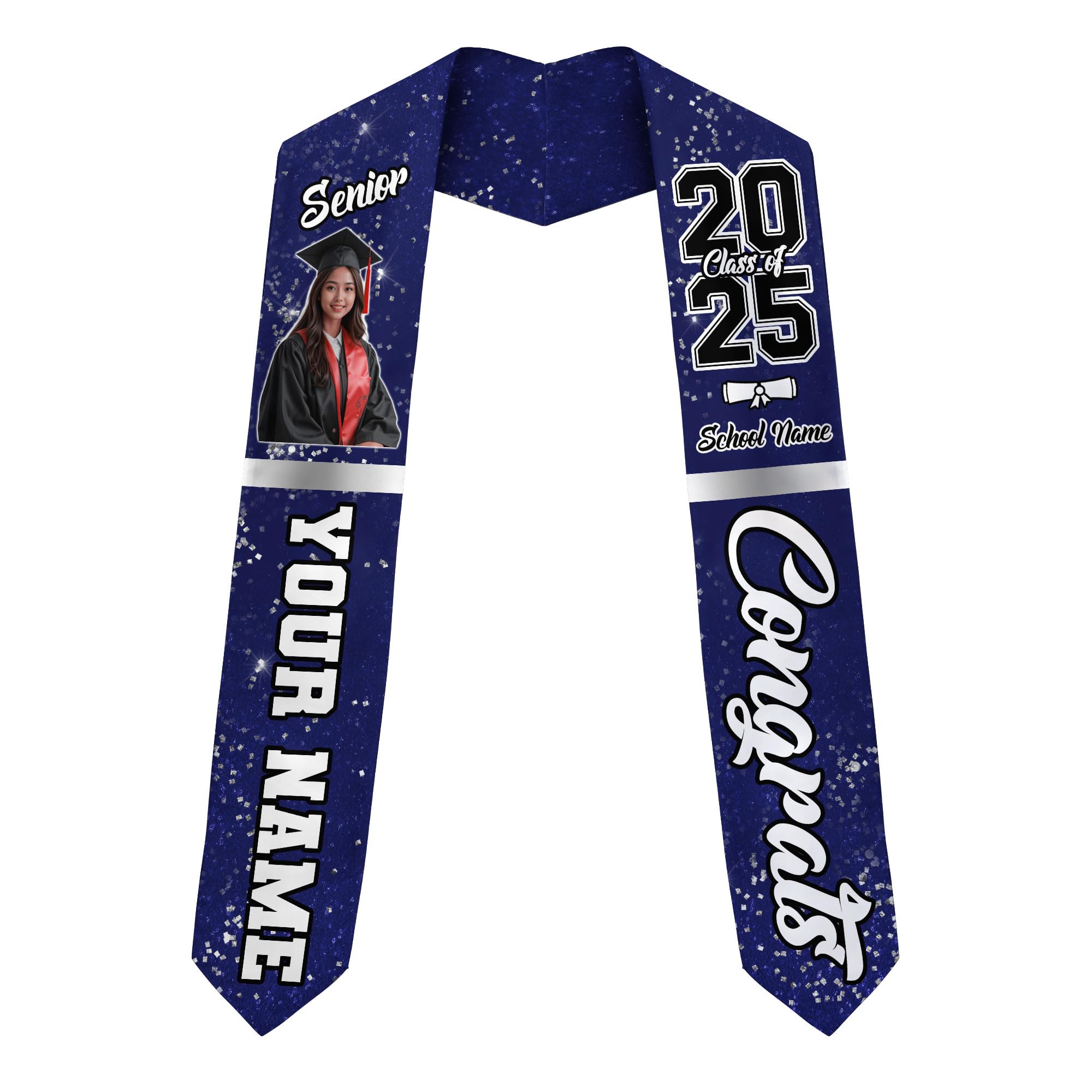 MonkeyVan Personalized Graduation Stole Class Of 2025, Congratulations Sash With Photo Text, Graduation Gifts, Graduation Sash C8