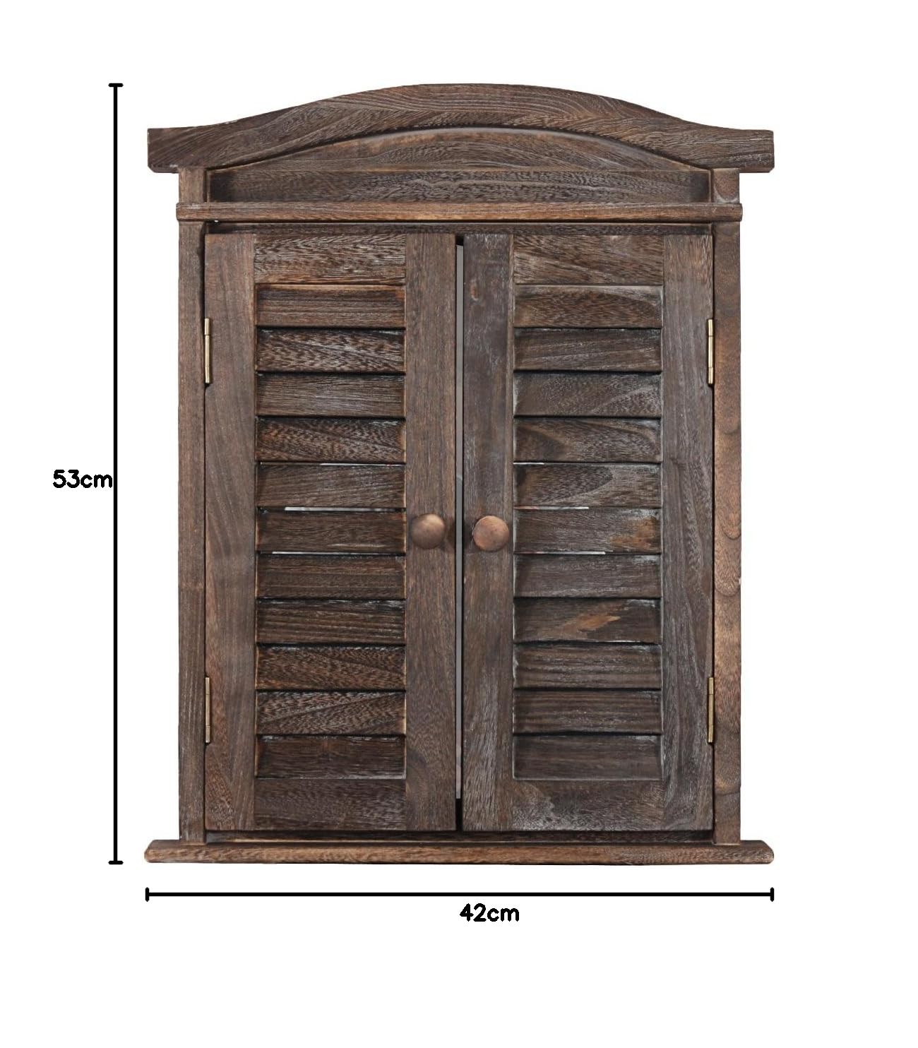 Mendler Wandspiegel mit Fensterläden 53x42x5cm - braun Shabby | Spiegelfenster