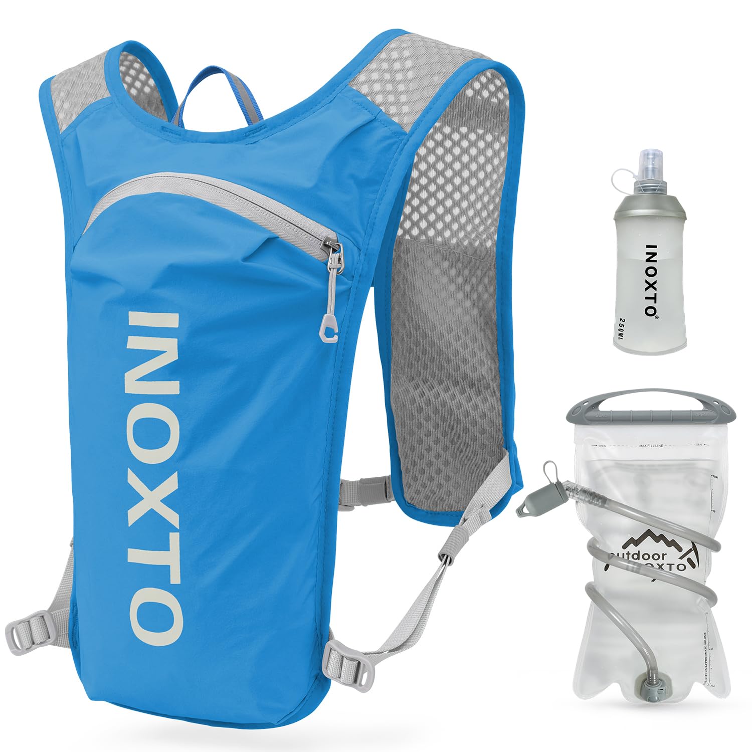 INOXTO running water bag vest backpack with1.5L water bladder hydration pack backpack suitable for running, cycling, mountain climbing, camping for men women (Sapphire 1.5L water bag, standard) — image 1