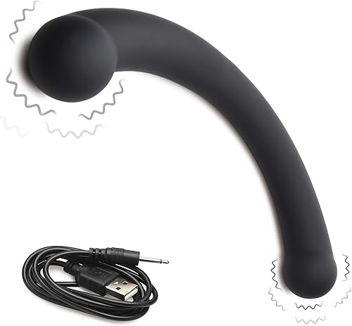 Miniatura 9 de MASTER SERIES Consolador de doble extremo 10X Vibra-Crescent fabricado con silicona de primera calidad para hombres, mujeres y parejas. Punto G