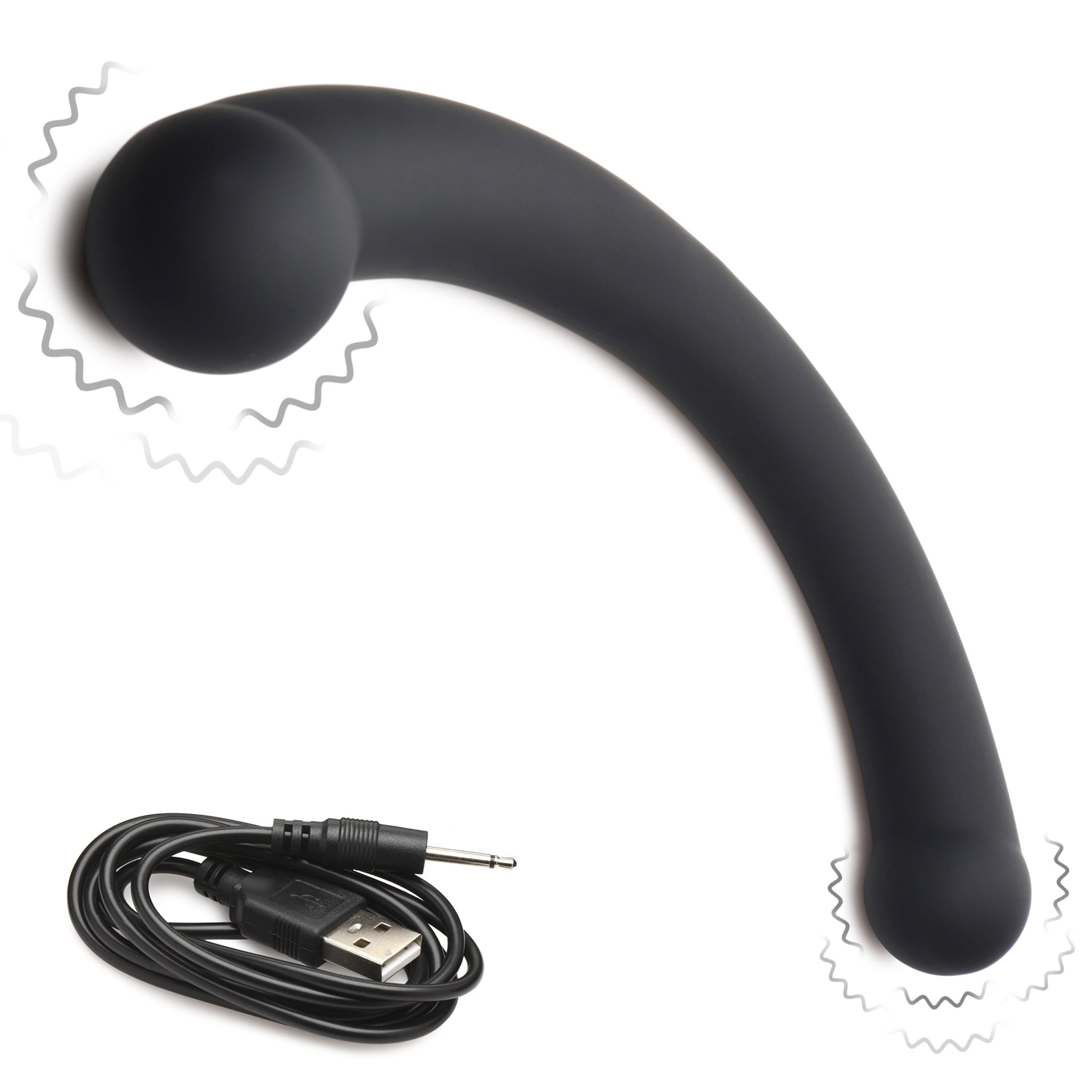 MASTER SERIES 10X Vibra-Crescent Dual-Ended Dildo Made with Premium Silicone for Men Women Couples G-Spot P-Spot Powerful Vibrating