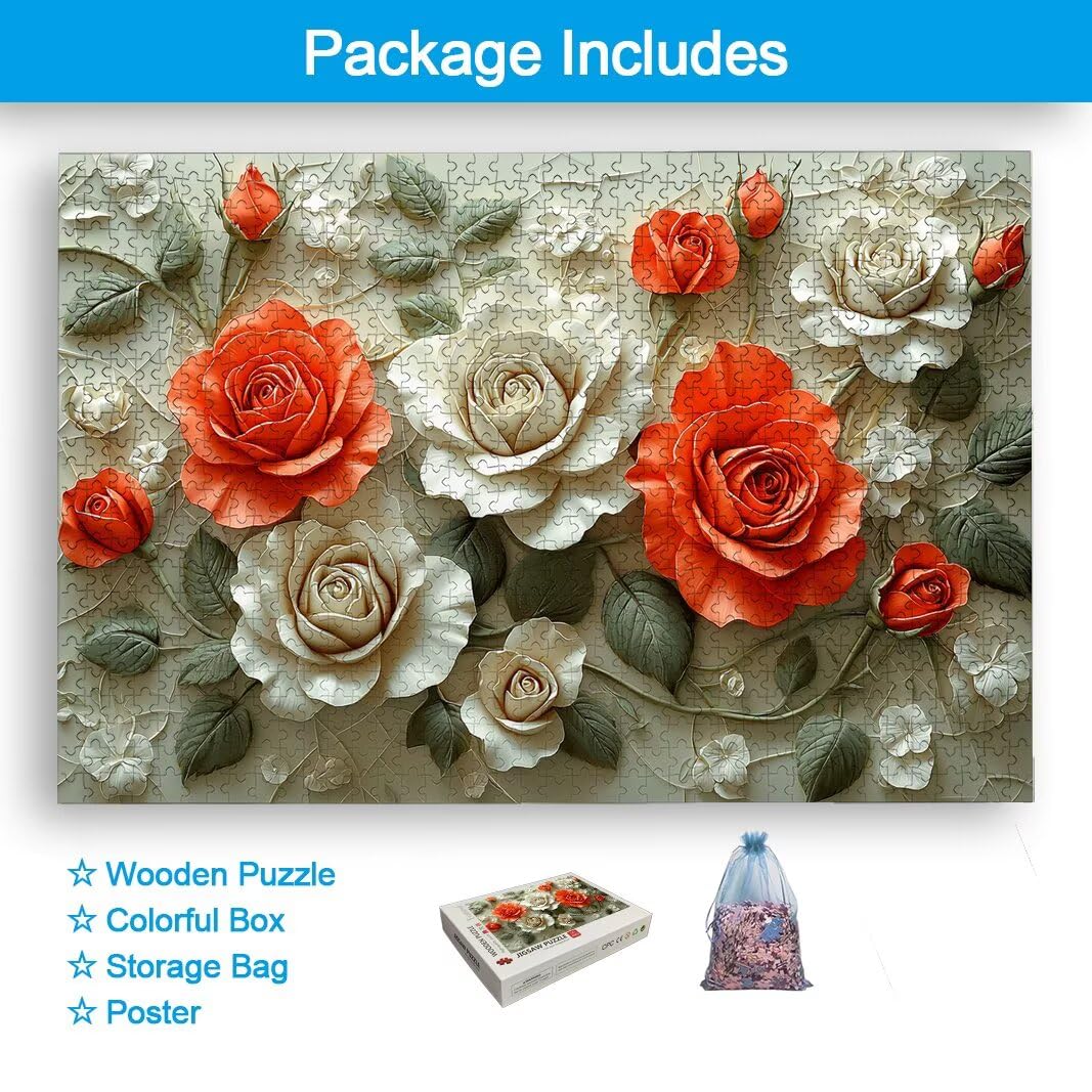 Puzzle 2000 Piezas, Puzzle Rosa de Madera para Adultos, Regalos -2388