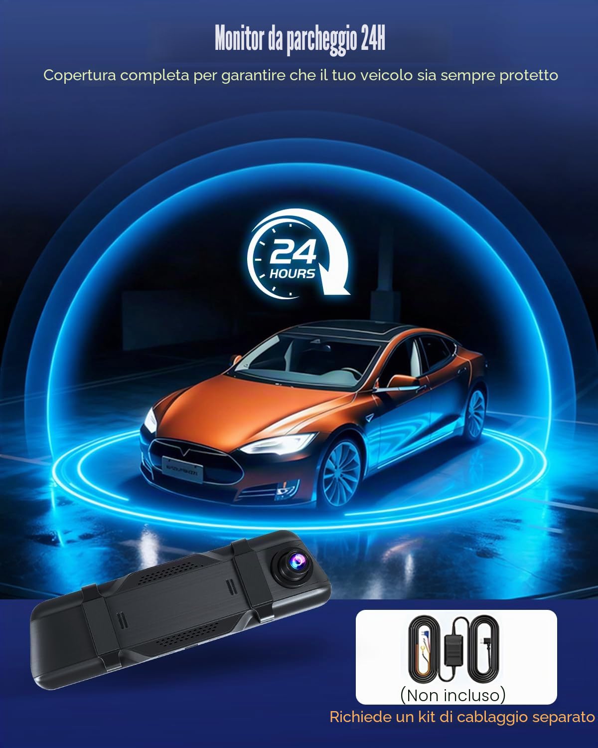 4K Dash Cam Specchietto con WiFi/GPS/Control APP, 9,7'' Schermo Tattile Specchietto Retrovisore, Dashcam Auto Fronte Retro con Scheda SD 64G, ADAS, Registrazione Loop, Sensore G