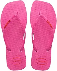 Chinelo Havaianas Slim Square Logo Pop Up Ponta Quadrada Feminina (Rosa Flux, BR, Adulto, Faixa Numérico, M, 37, 38)