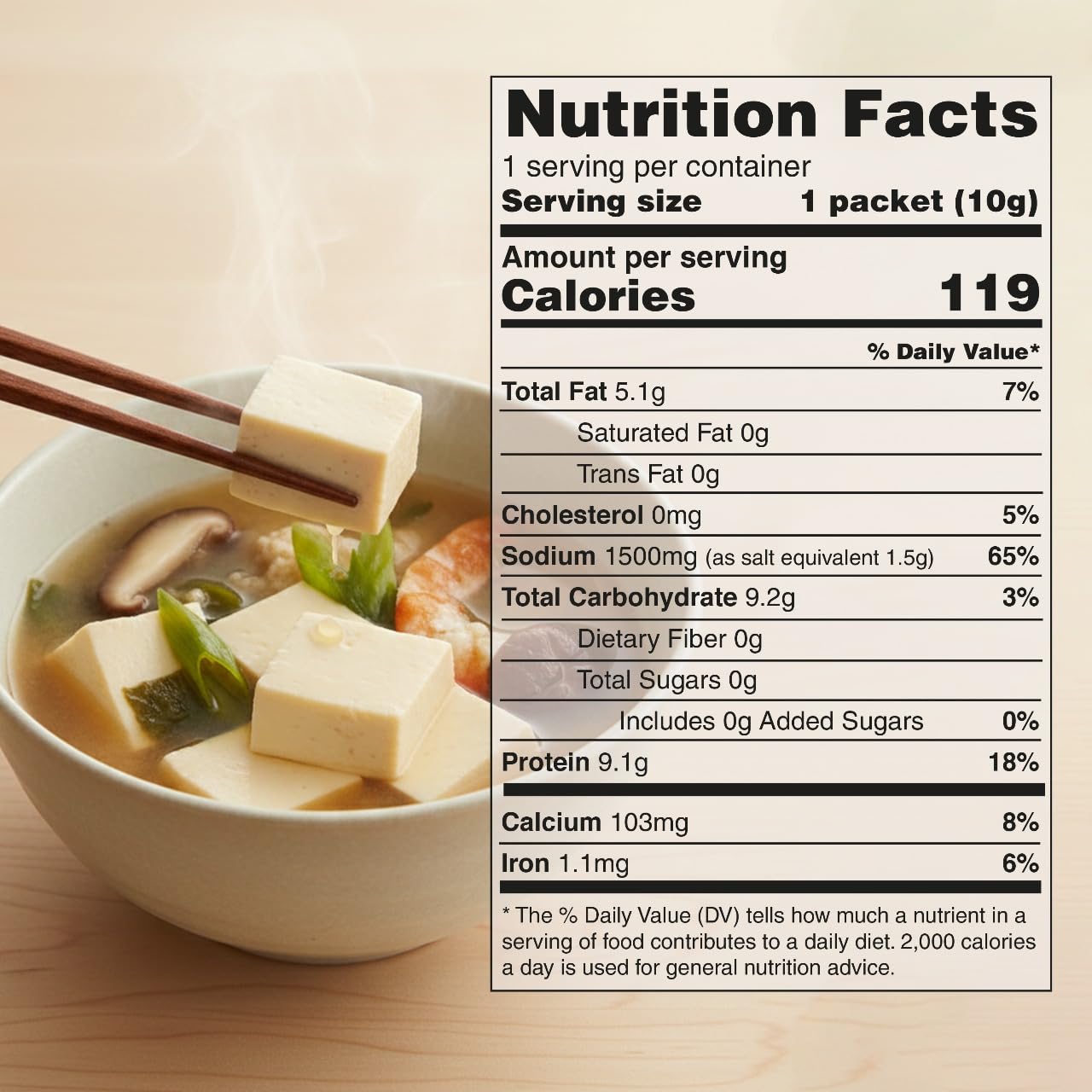 Japanese Freeze-Dried Tofu with Soup Powder 1.87oz (53g) x 2pack - Convenient Dashi Broth - No Pre-Soaking Needed - Ready in 5 Mins - Rich Umami Flavor - Ideal for Soup & Asian Dishes - Bite-Sized Pieces